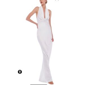 Norma Kamali HALTER DRAPE BIAS GOWN (white)